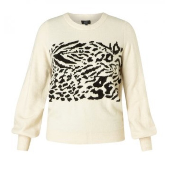 Yest Balloon Sleeve, Animal Print Crew Neck Knit Sweater Multiple Sizes … - Picture 4 of 10